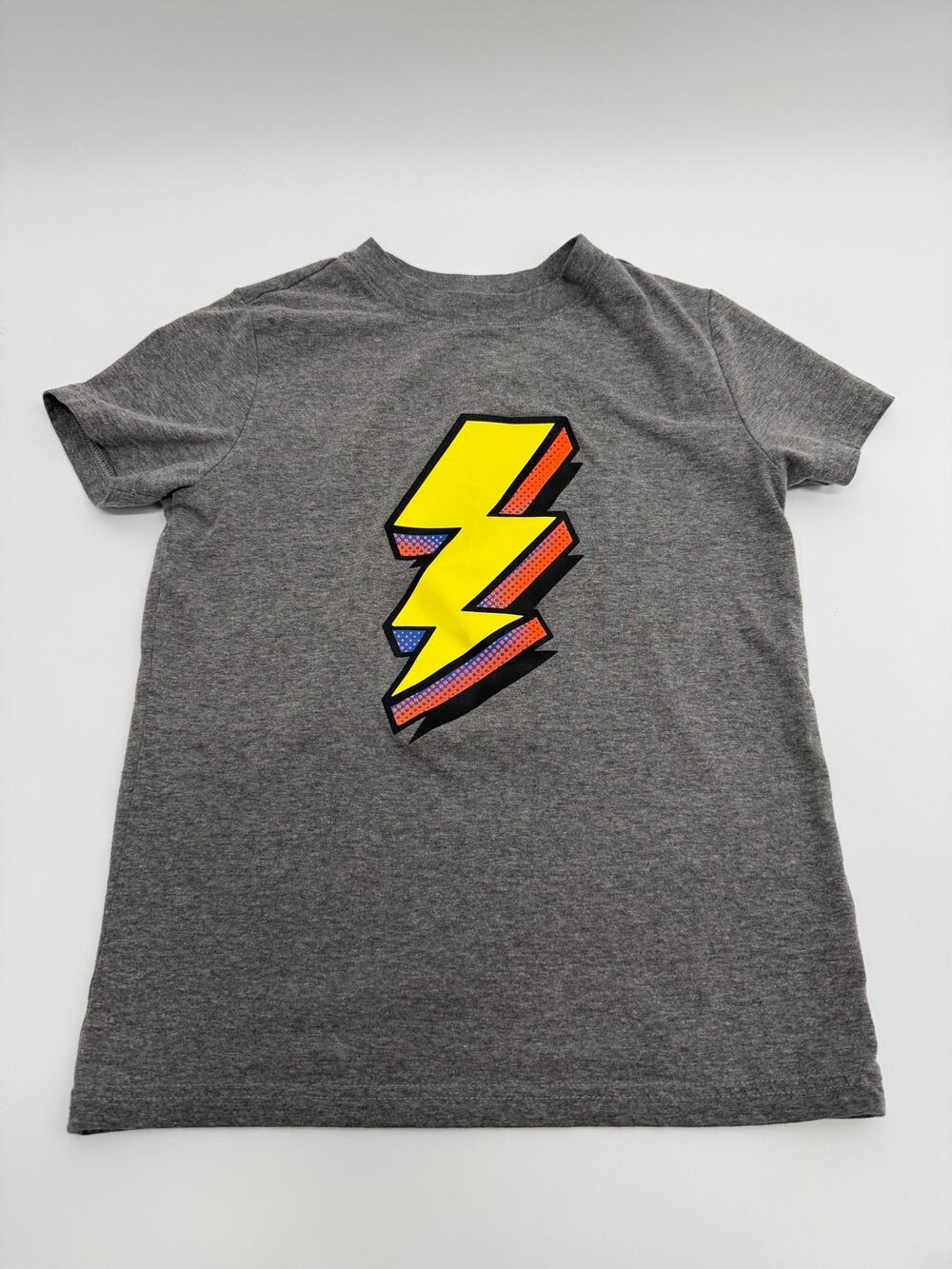 Cat & Jack Boys Lightning Bolt Graphic T Shirt Gray Size S 6 7 Short Sleeve
